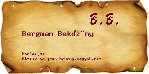 Bergman Bekény névjegykártya